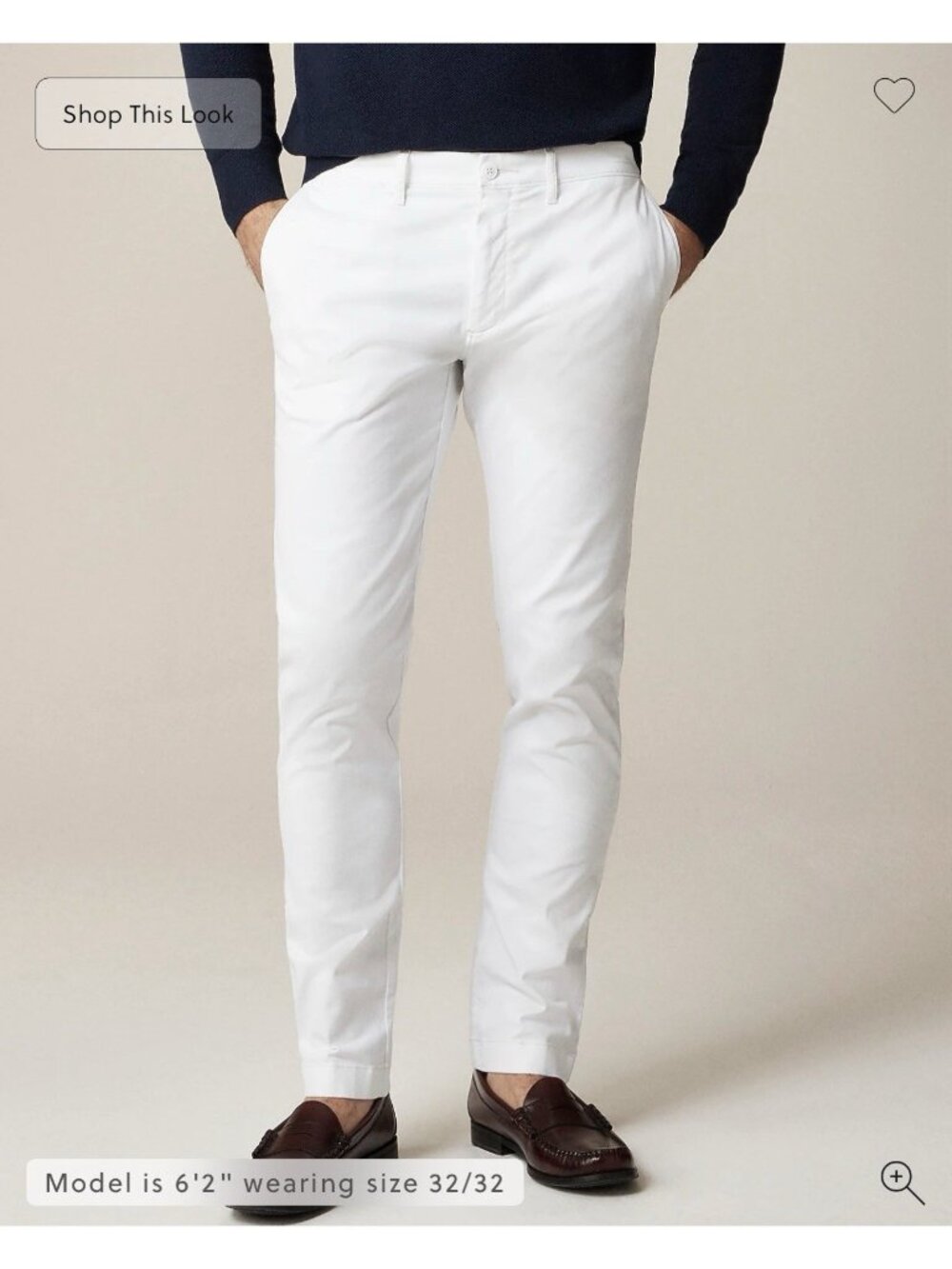 J.Crew Mens 484 Slim-fit Stretch Chino White Pant Flat Front 28x32 NWT #AR885